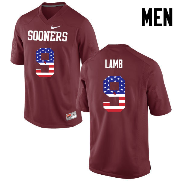 Oklahoma Sooners #9 CeeDee Lamb College Football USA Flag Fashion Jerseys-Crimson